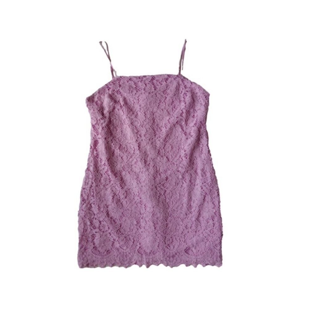 Miami Pink Purple Floral Lace Sleeveless Mini Length Dress Women's Size Large